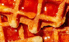 close-up of waffles