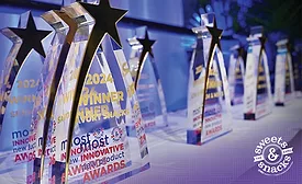 2024 winner awards lined up on a table